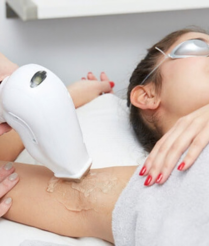 Laser hair reduction process for unwanted areas of body